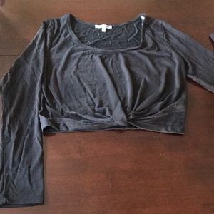 Twist front long sleeve crop top